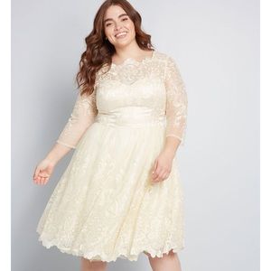 Chi Chi London lace vintage-style dress, champagne